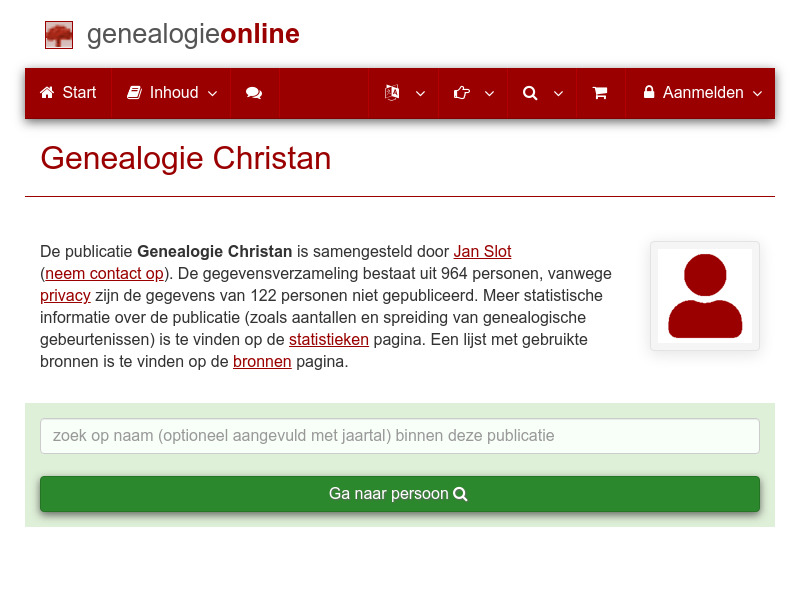Screenshot van website