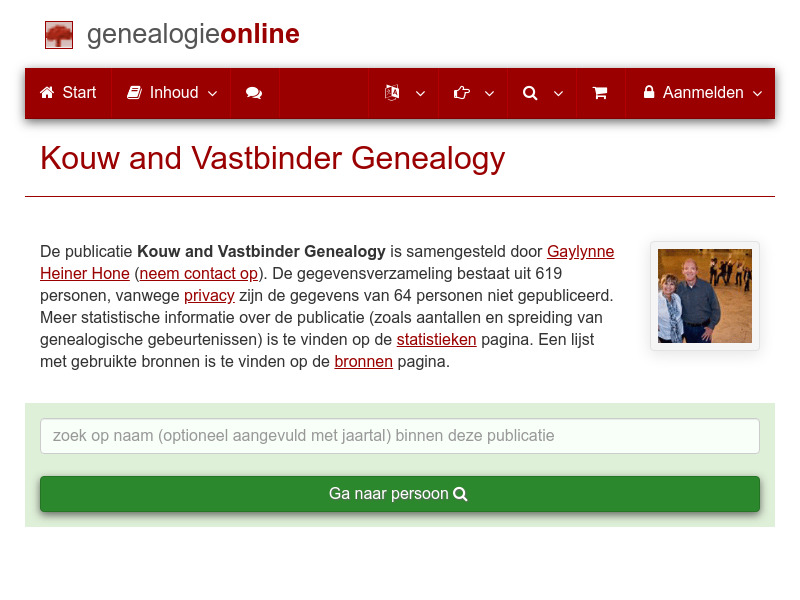 Screenshot van website