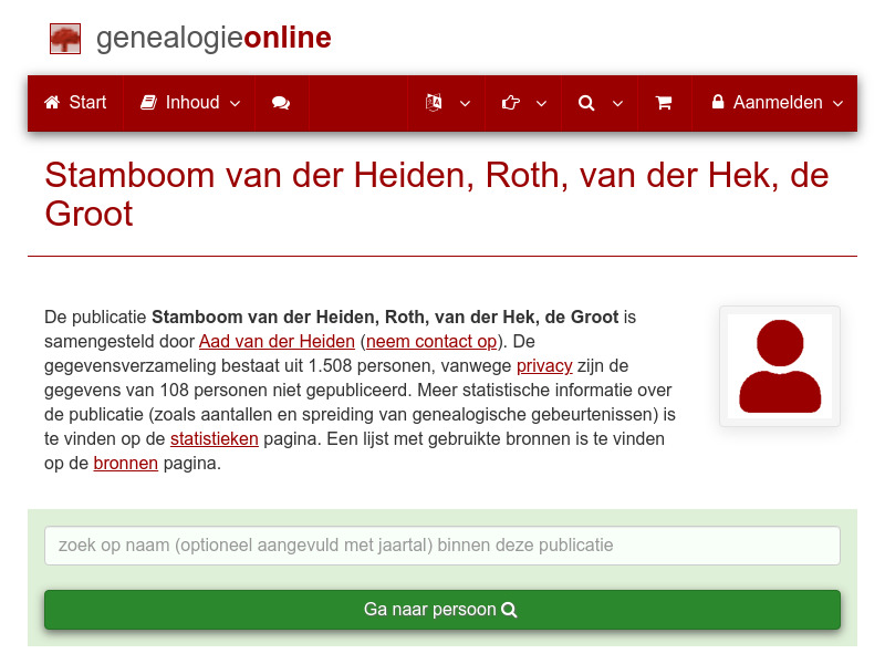 Screenshot van website