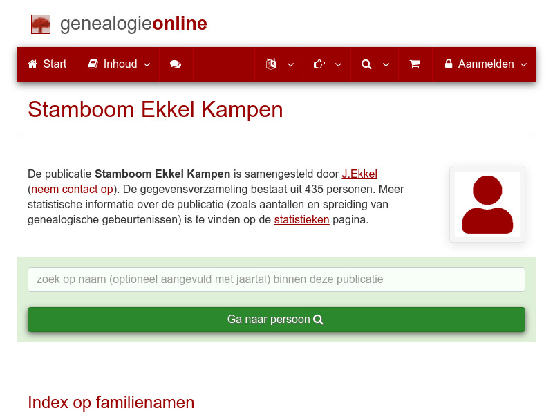Screenshot van website