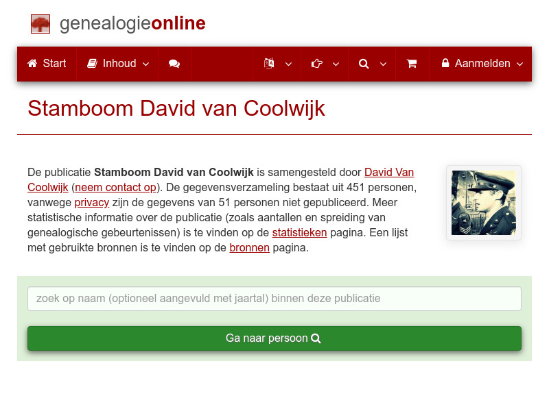 Screenshot van website