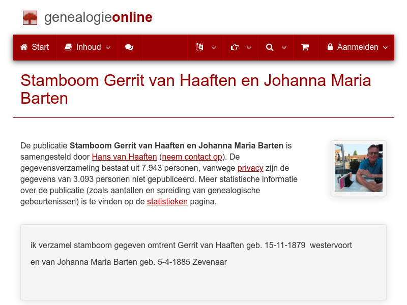 Screenshot van website