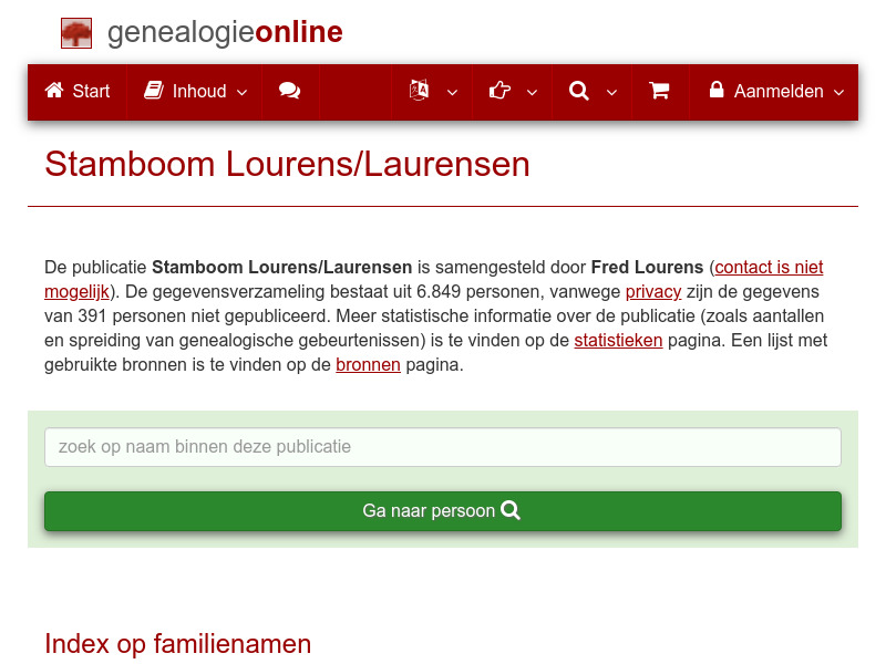Screenshot van website