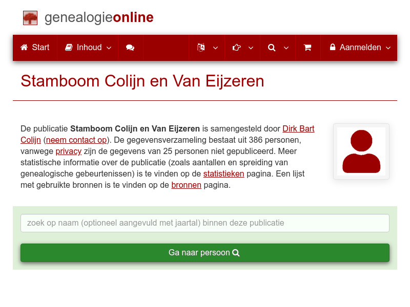Screenshot van website