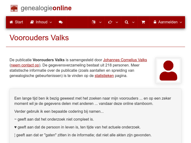 Screenshot van website