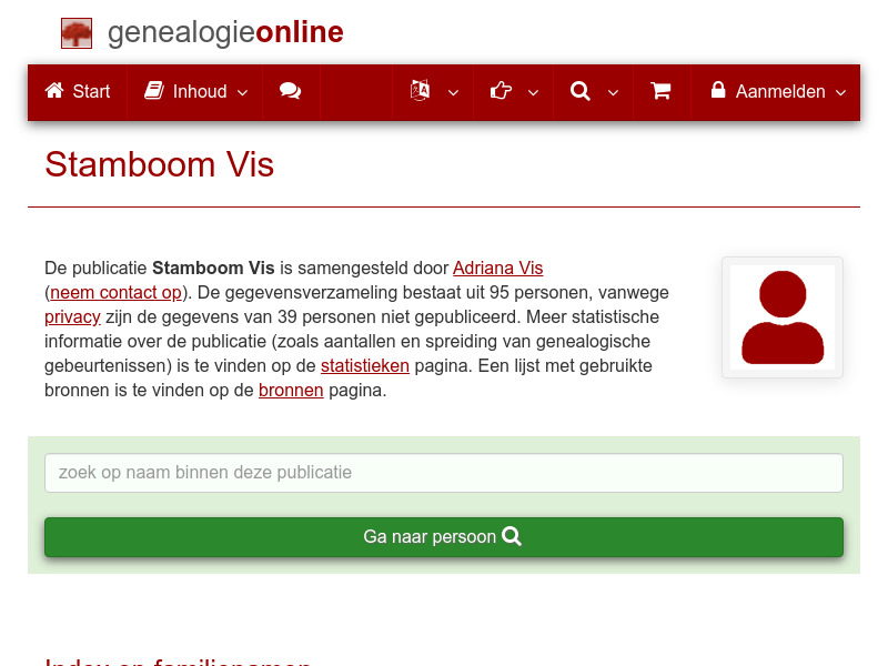 Screenshot van website