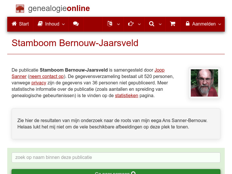 Screenshot van website