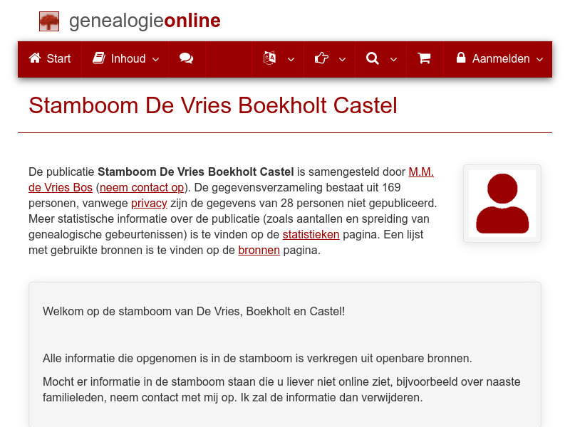 Screenshot van website