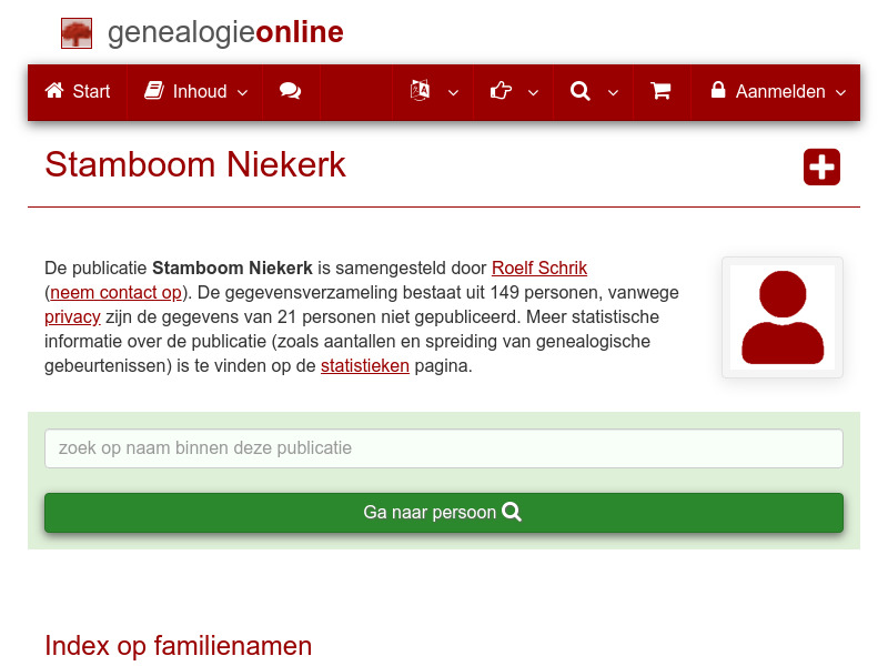 Screenshot van website
