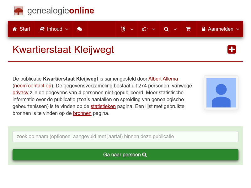 Screenshot van website