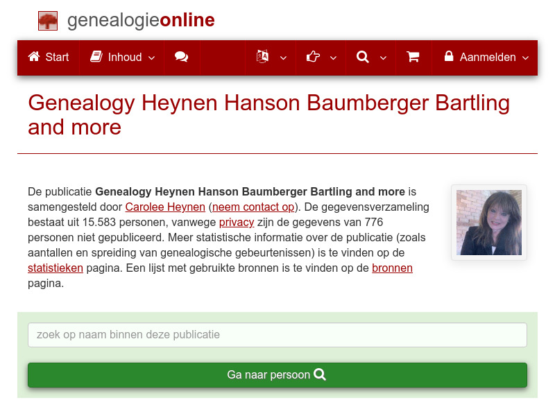 Screenshot van website