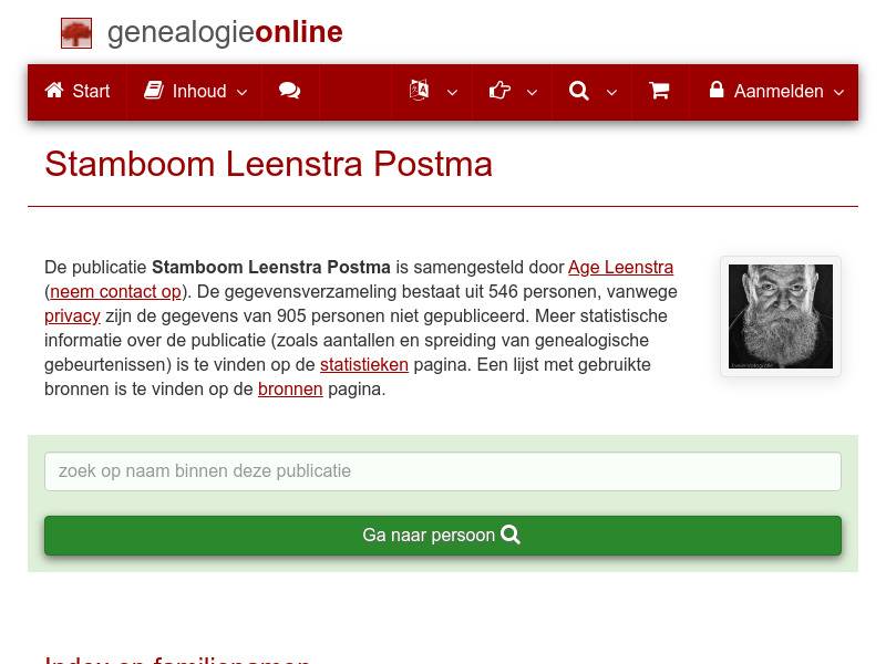 Screenshot van website