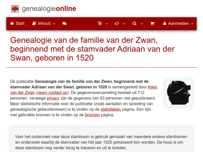 Screenshot van website