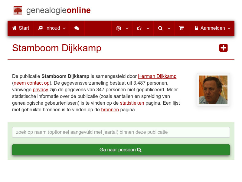 Screenshot van website