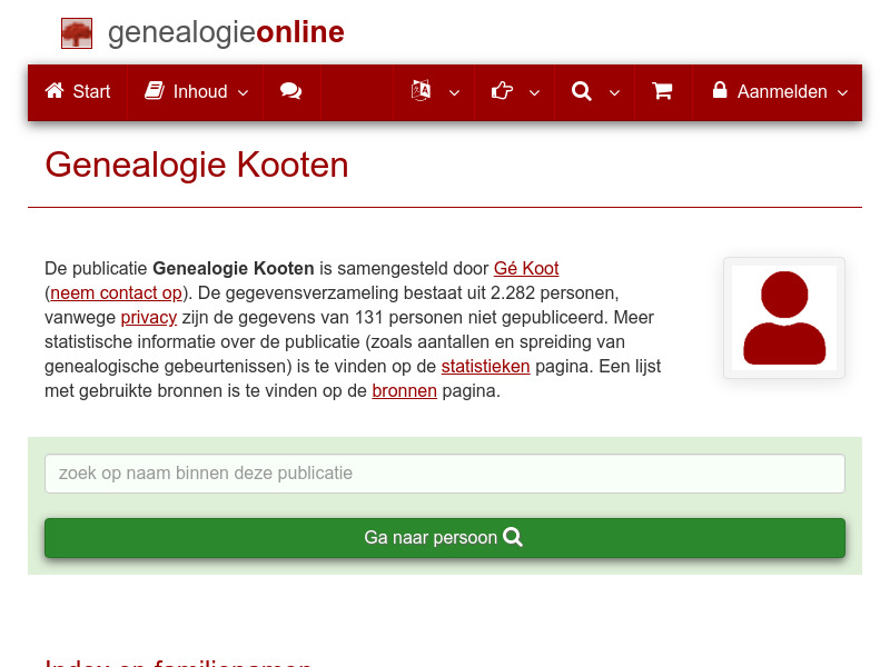 Screenshot van website