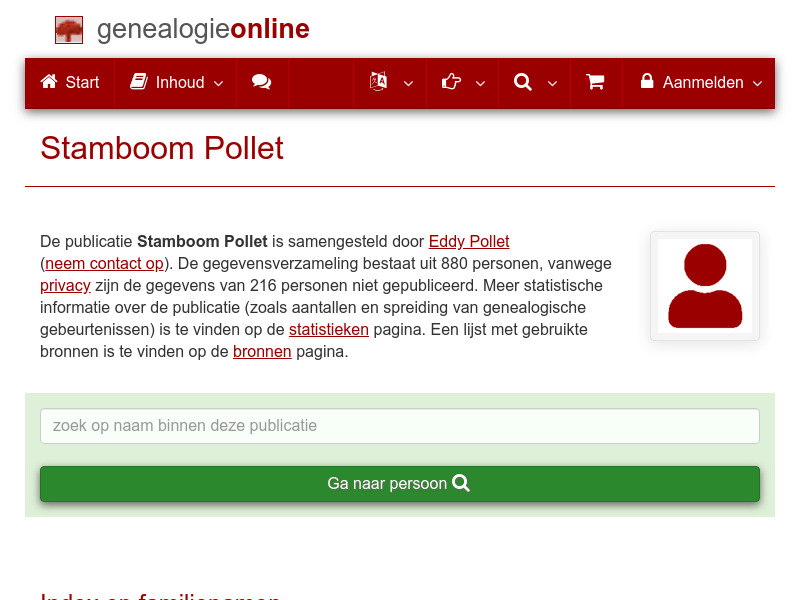 Screenshot van website