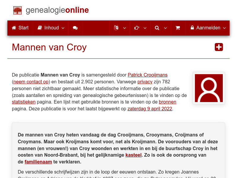 Screenshot van website