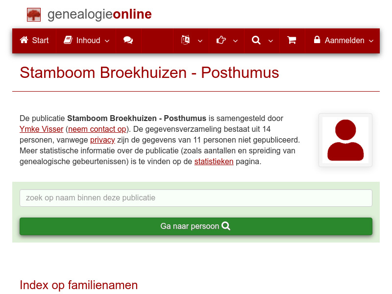 Screenshot van website
