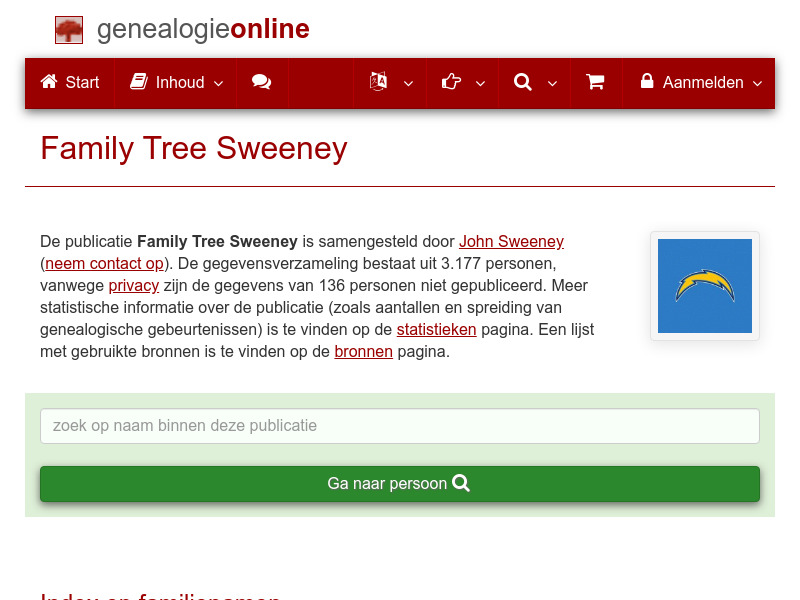 Screenshot van website