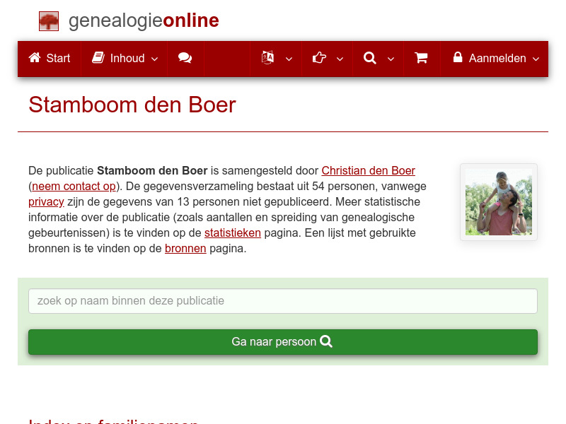 Screenshot van website