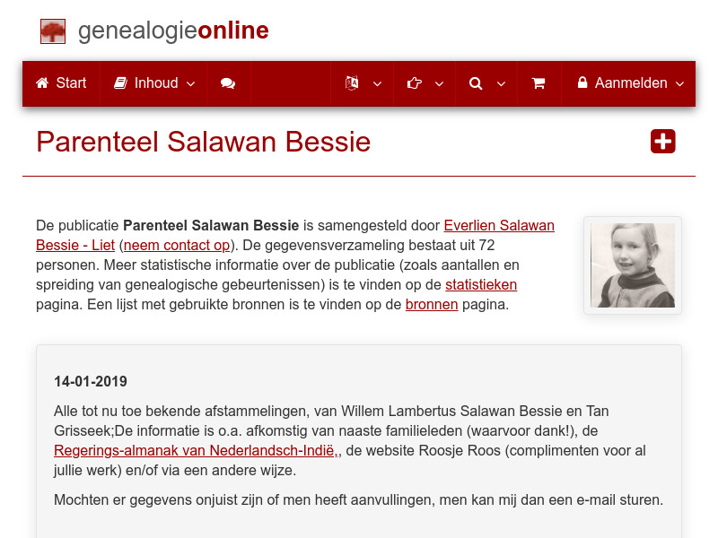 Screenshot van website