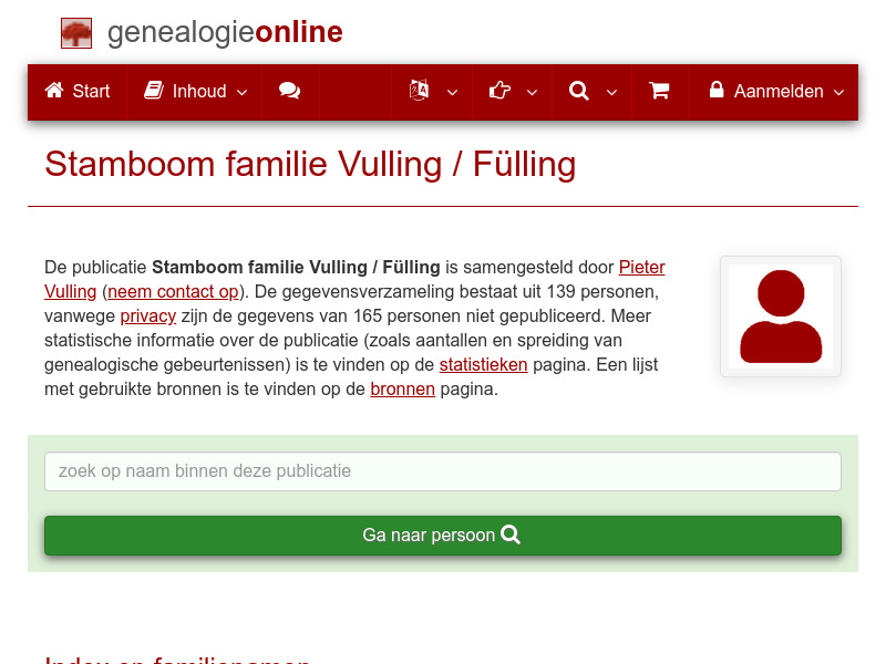 Screenshot van website