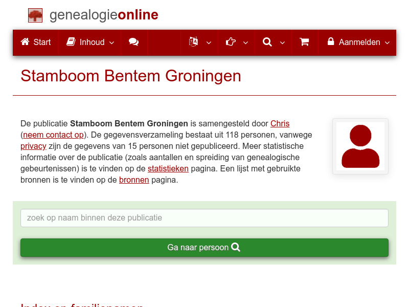 Screenshot van website