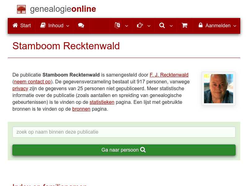 Screenshot van website