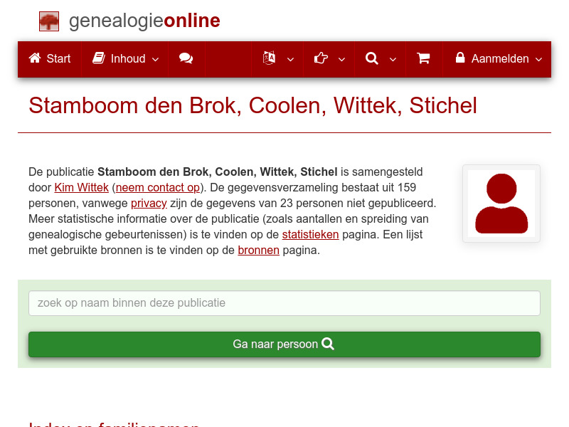 Screenshot van website