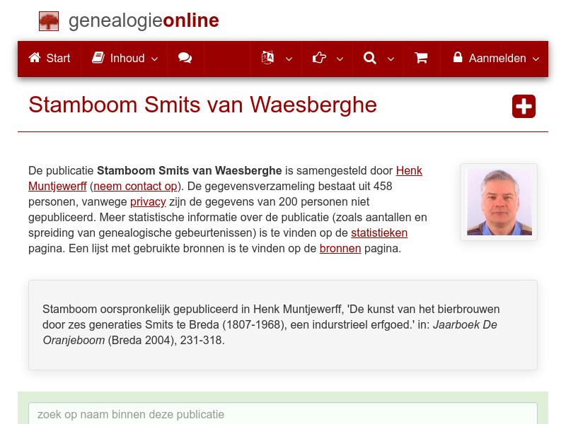 Screenshot van website