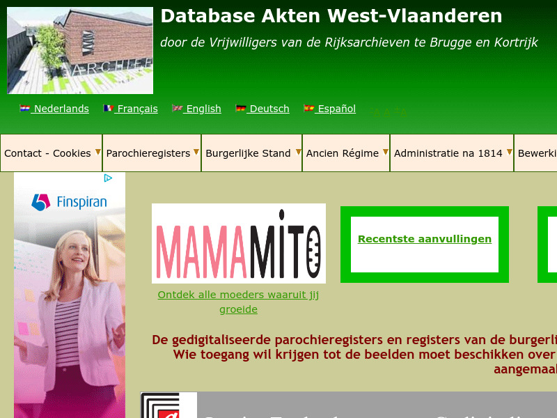 Screenshot van website