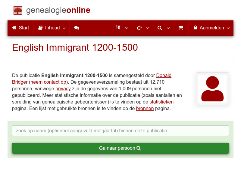 Screenshot van website