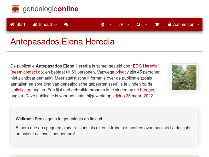 Screenshot van website