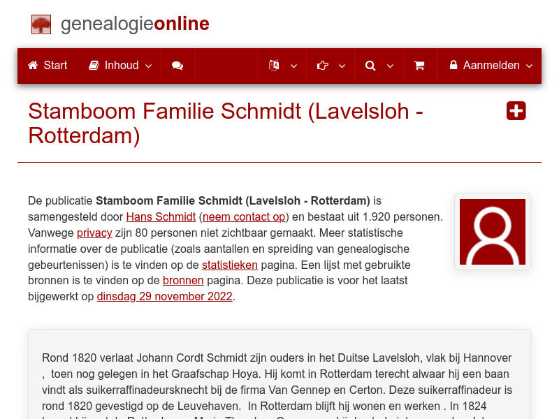 Screenshot van website