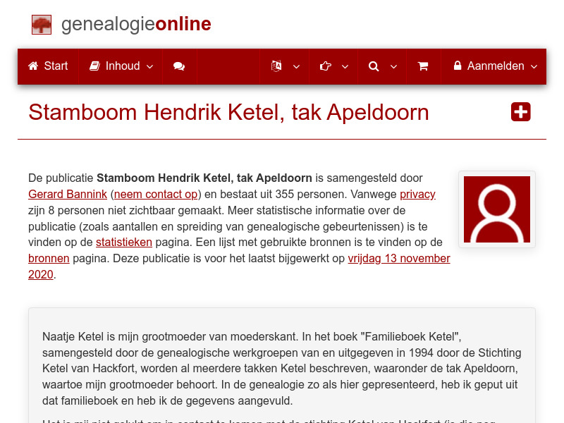 Screenshot van website