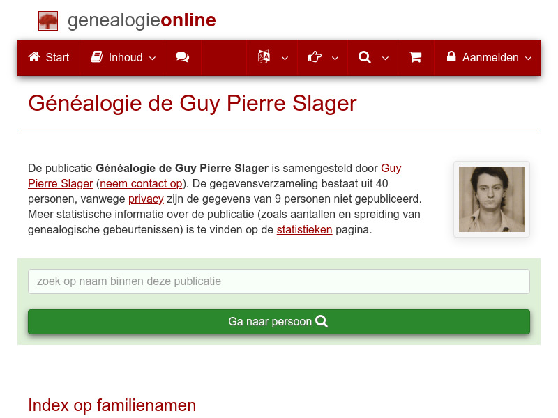 Screenshot van website