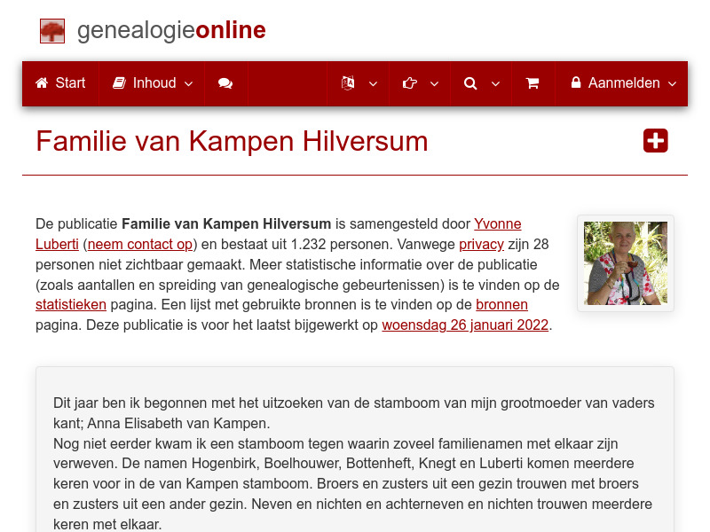 Screenshot van website
