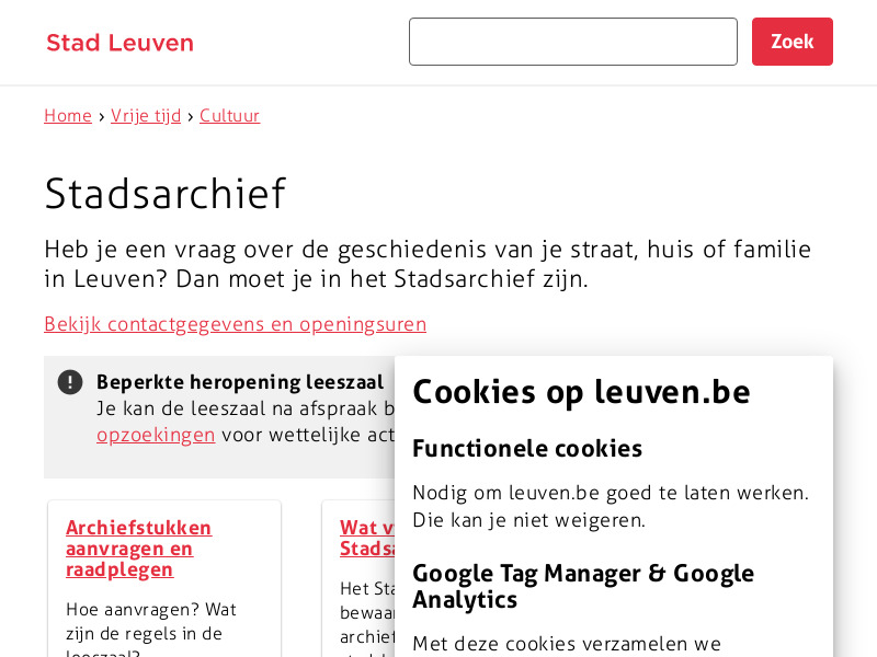 Screenshot van website