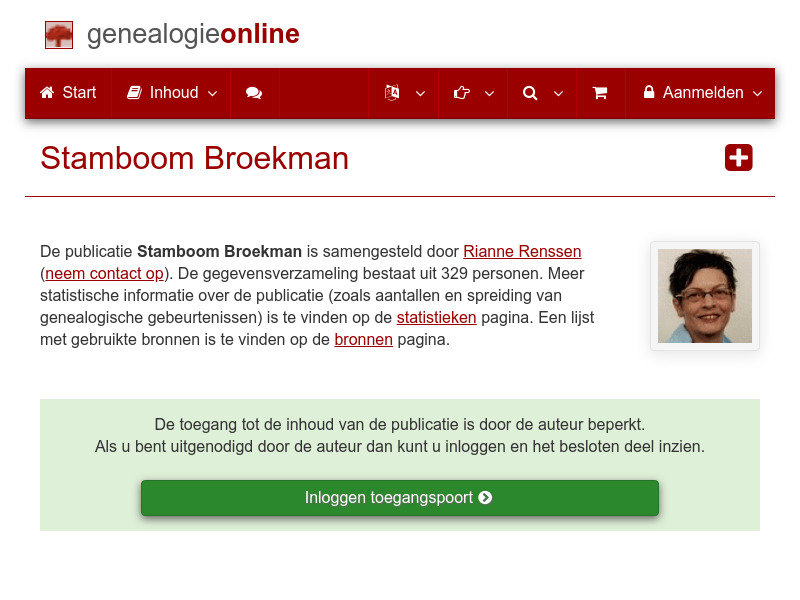 Screenshot van website