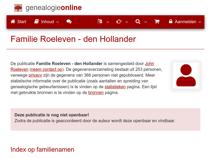Screenshot van website