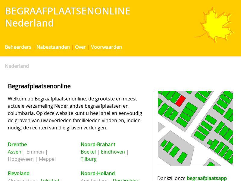 Screenshot van website