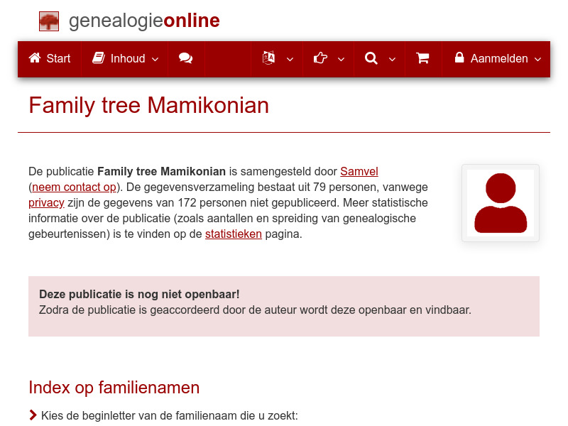 Screenshot van website