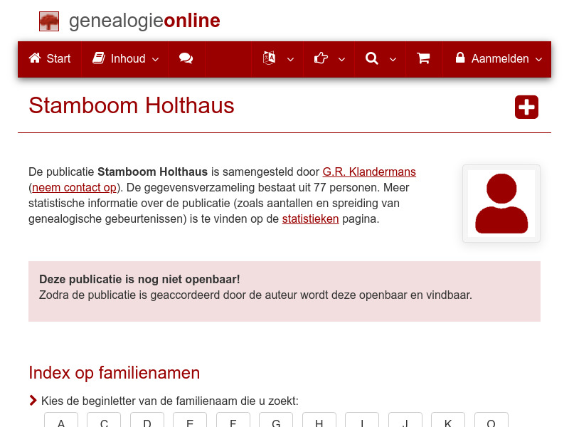 Screenshot van website