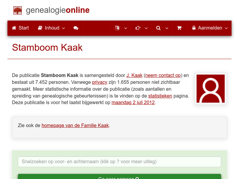 Screenshot van website
