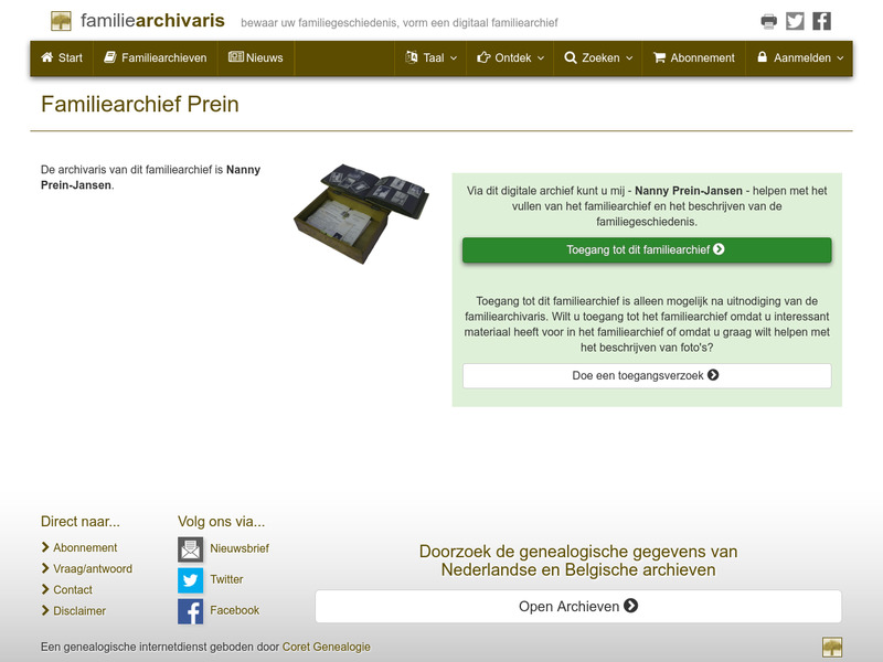 Screenshot van website