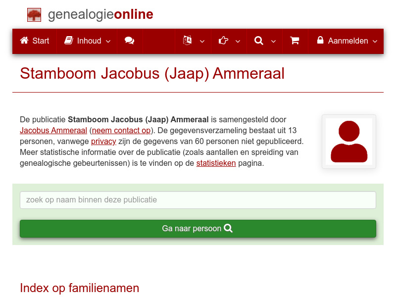 Screenshot van website