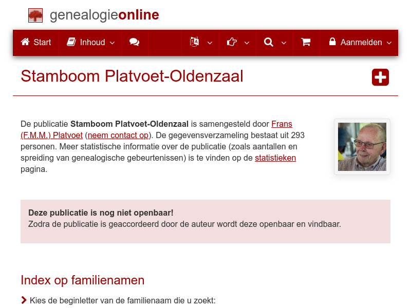 Screenshot van website