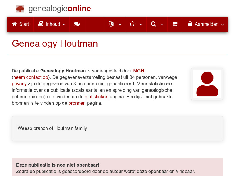 Screenshot van website