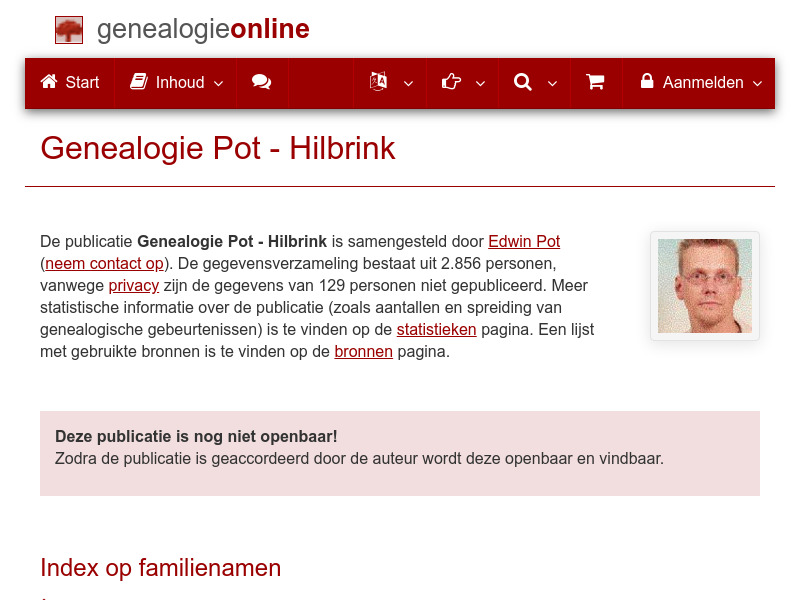 Screenshot van website