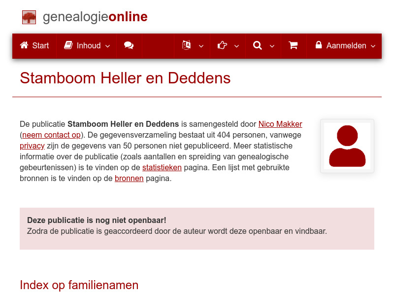 Screenshot van website